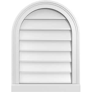 18 in. x 24 in. Round Top White PVC Paintable Gable Louver Vent Non-Functional