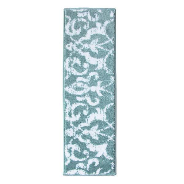 SUSSEXHOME Floral Collection Teal 9 in. x 28 in. Polypropylene Stair Tread Cover (Set of 15)