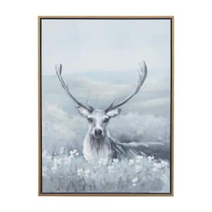 40 in. x 30 in. Gray Polystone Modern Farmhouse Deer Framed Wall Art