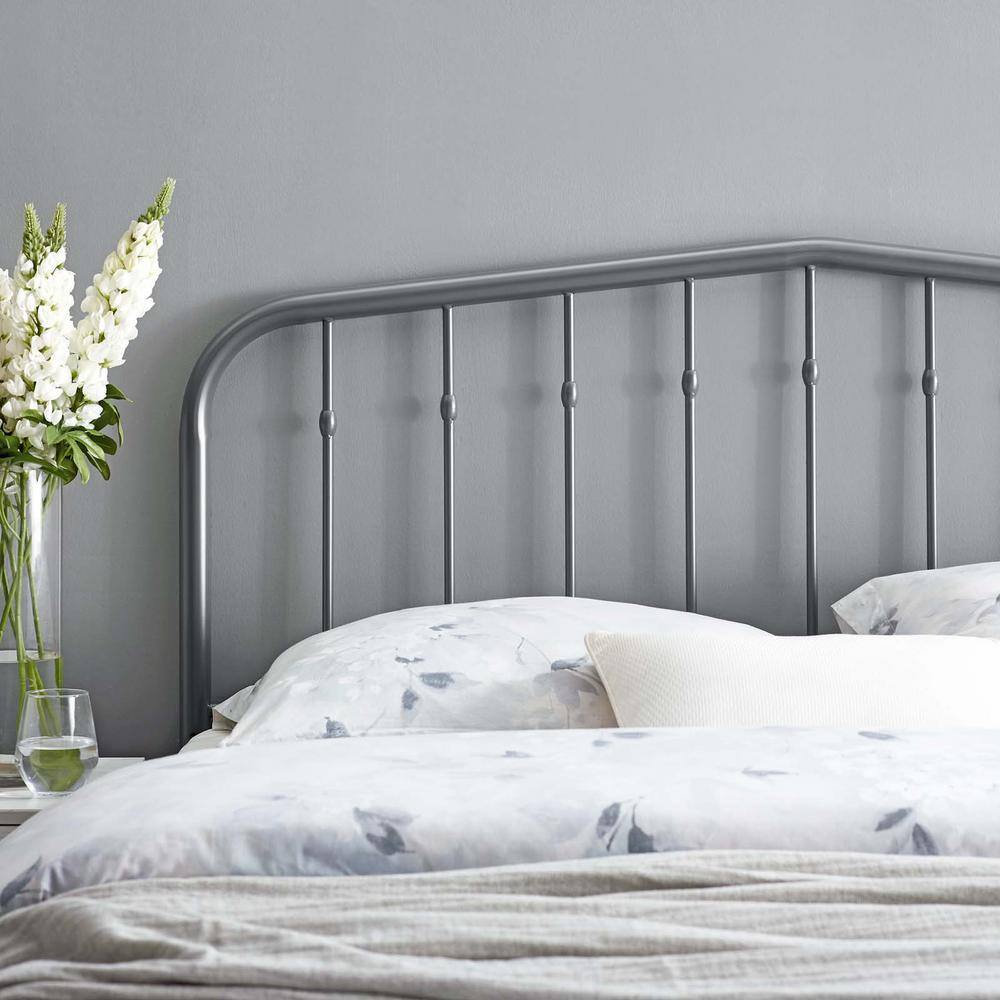 Lennon Gray Twin Metal Headboard with Adjustable Height