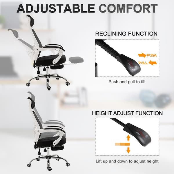 Ergonomic Recliner Mesh Office Chair with Adjustable Footrest