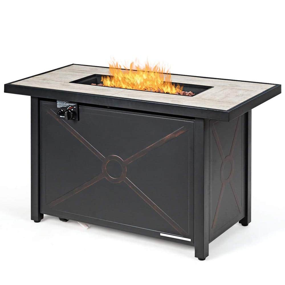 Alpulon 42 in. Outdoor Metal Rectangular Propane Gas Fire Pit Table ...