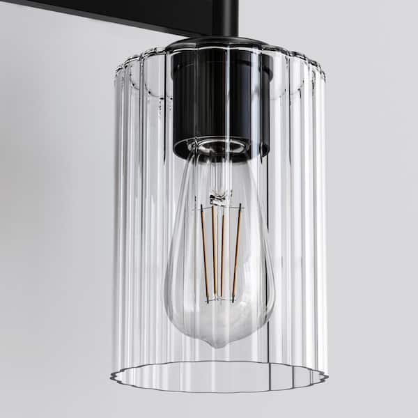 8 In. 3-Pack Clear Straight-Cylinder Glass Shades with Petal Stripes for Elegant Lighting Vanity Shade