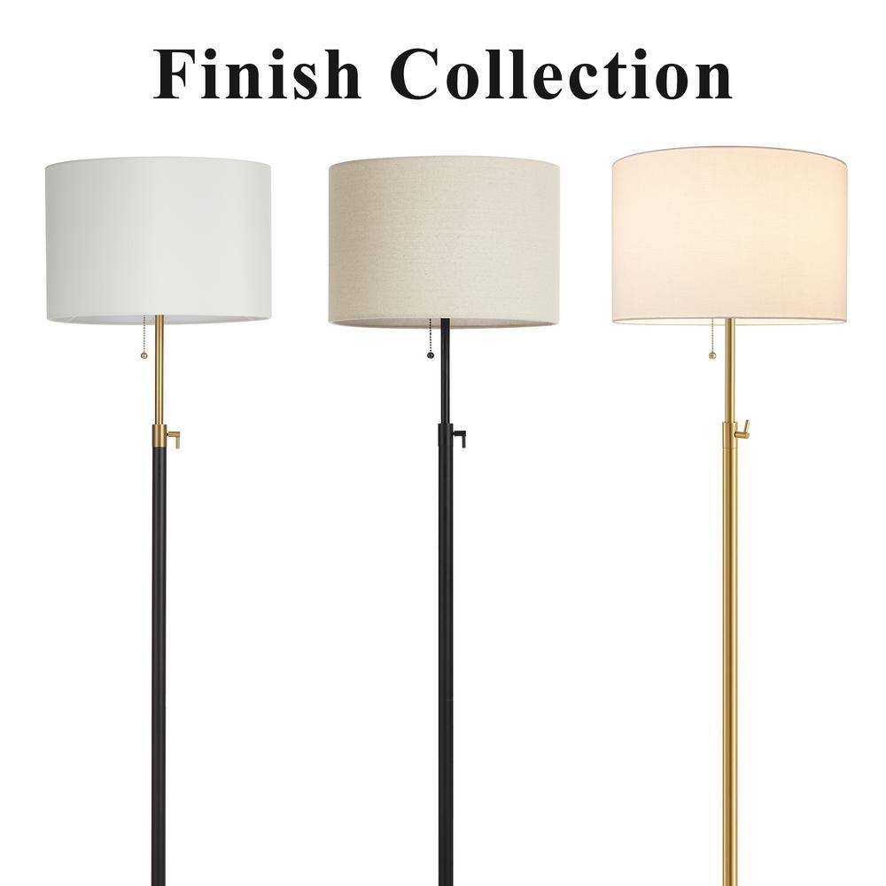 64.5" Adjustable Black Metal Floor Lamp with White Drum Shade