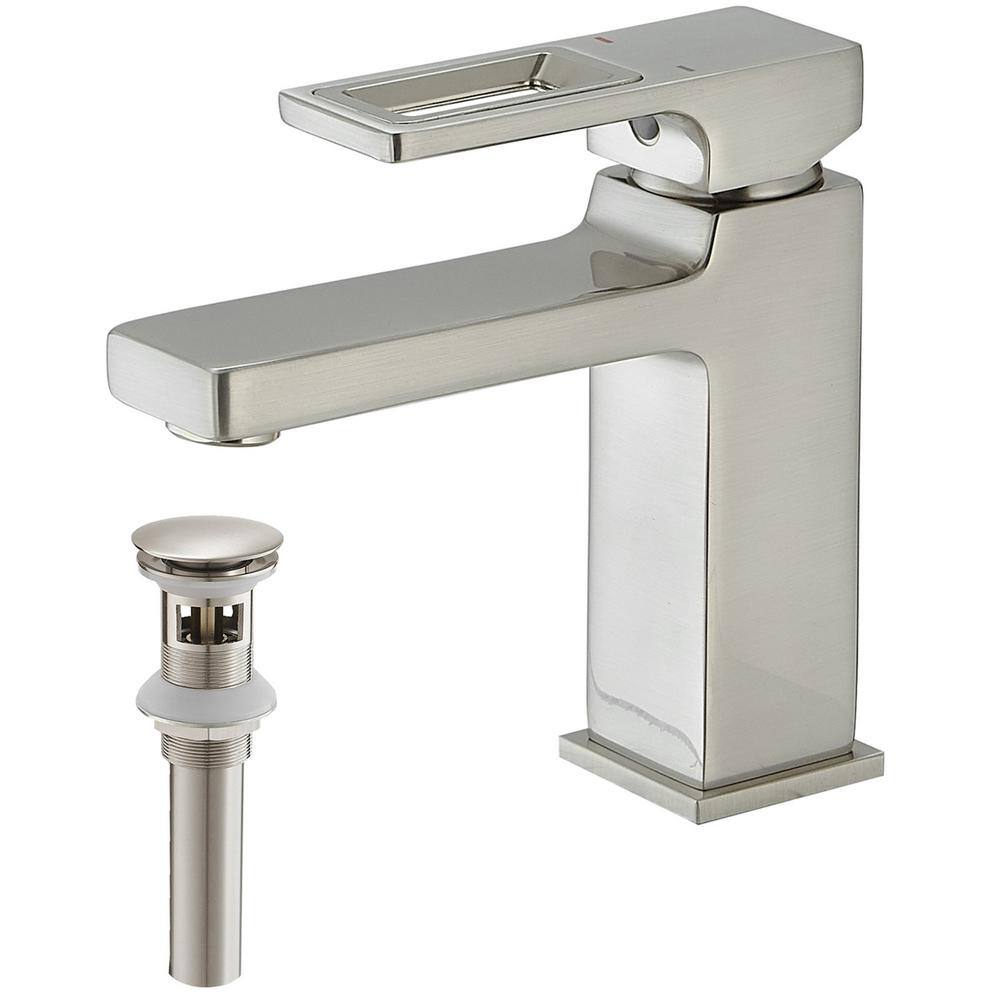 FLG Single Handle Single Hole Bathroom Faucet with Pop-up Drain Set ...