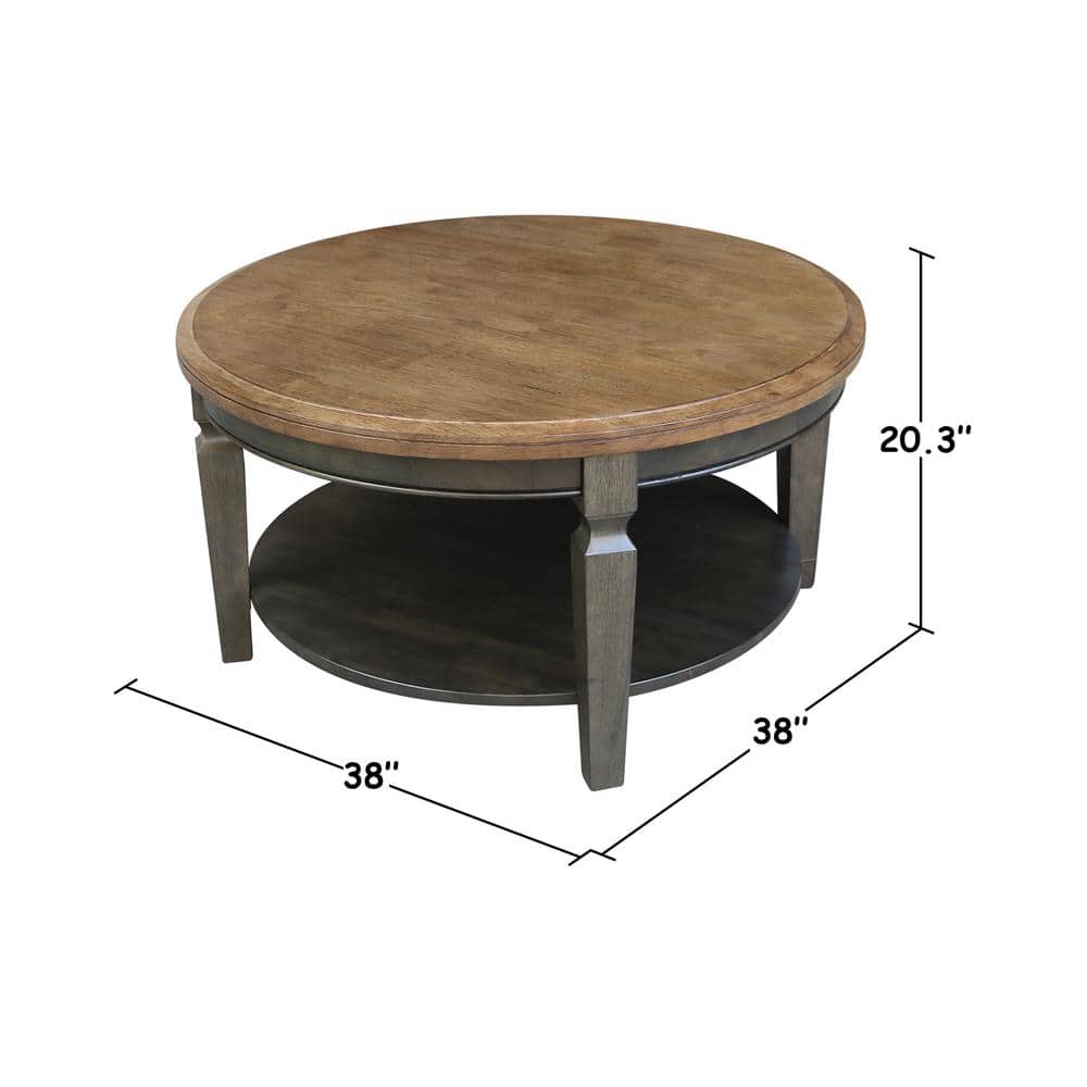 Vista Round Hickory and Washed Coal Wood Coffee Table
