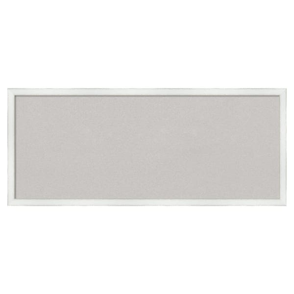 Amanti Art Breeze Distressed White Wood Framed Grey Corkboard 31 in. x 13 in. Bulletin Board Memo Board