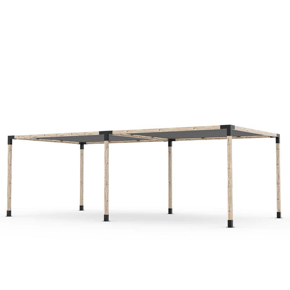 TOJA GRID 8 ft. x 24 ft. Double Pergola Kit with 2 Graphite Shade Sails