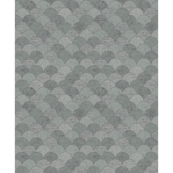 York Wallcoverings Grey and Silver Mermaid Scales Vinyl Paper Unpasted Matte Wallpaper (21 in. x 33 ft.)