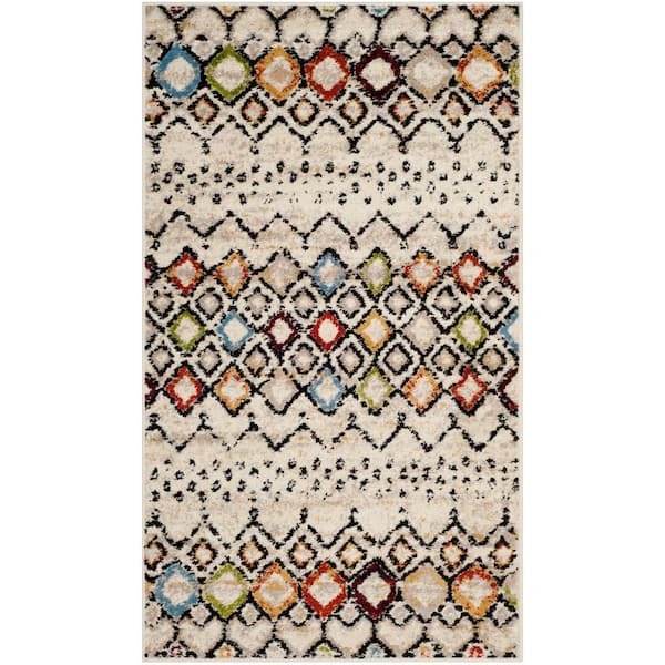 SAFAVIEH Amsterdam Ivory/Multi Doormat 3 ft. x 5 ft. Geometric Area Rug