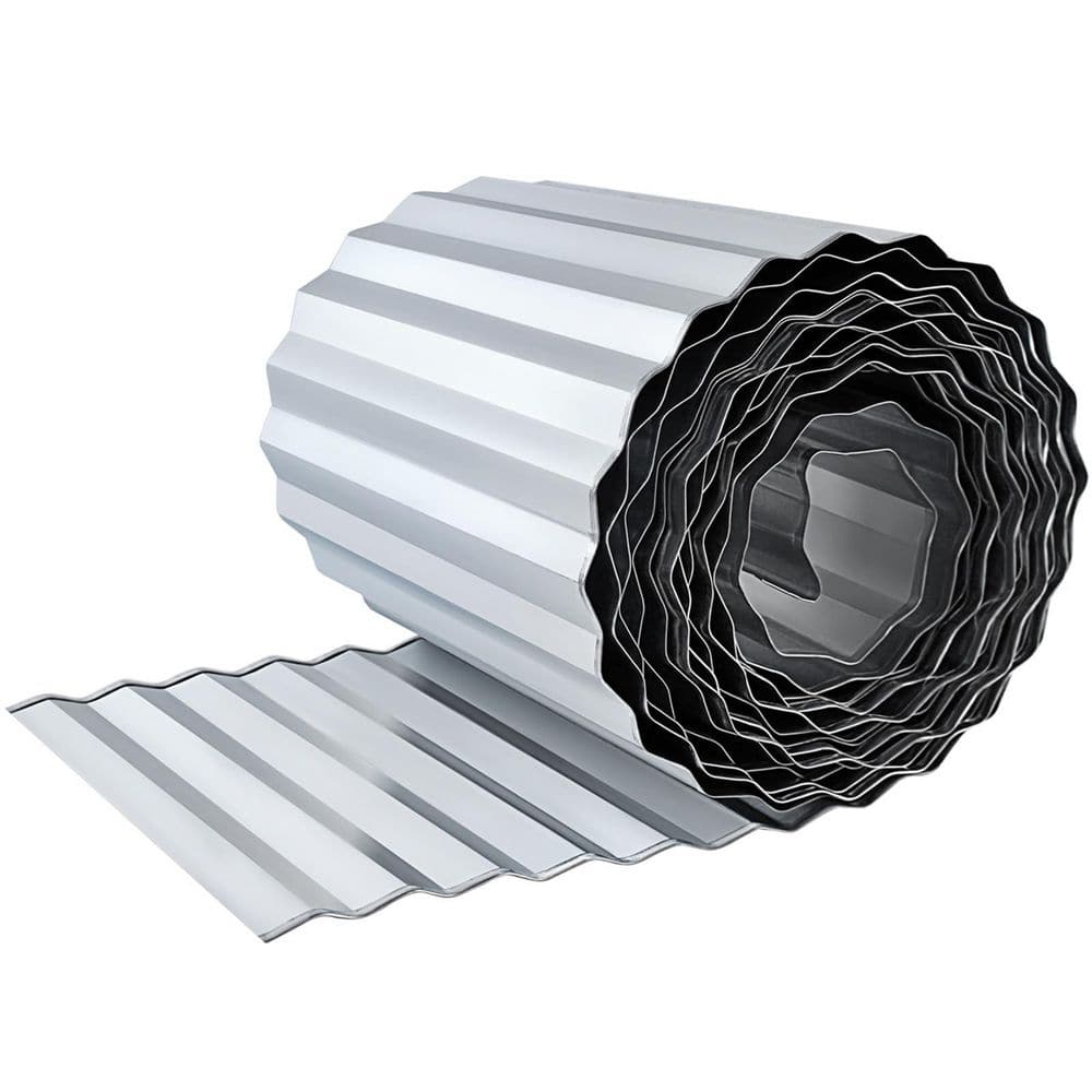 120 in. x 8 in. x 0.1 in. Silver Corrugated Garden Edging, Metal Landscape 