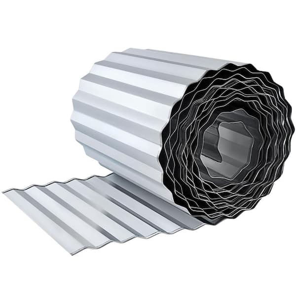120 in. x 10 in. x 0.1 in. Silver Corrugated Garden Edging, Metal Landscape Edging for Lawns, Borders and Flower