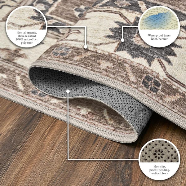 Shary Coffee Brown/Beige Washable Rug 5 ft. x 7 ft. Area Rug