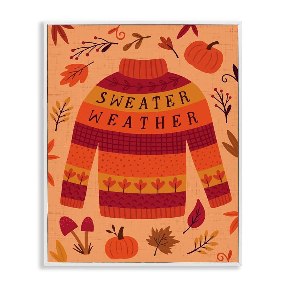 Sweater Weather Cozy Fall by Nina Seven White Framed Typography Giclee Art Print 20 in. x 16 in. price history on PriceWatchPro