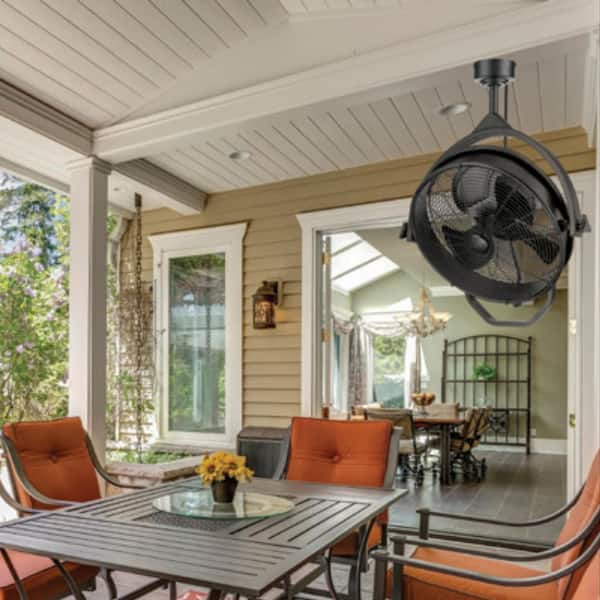 Wall Mount Outdoor XL 18 in. Matte Black 3-Blade Wall Fan Without Light, Downrod Included