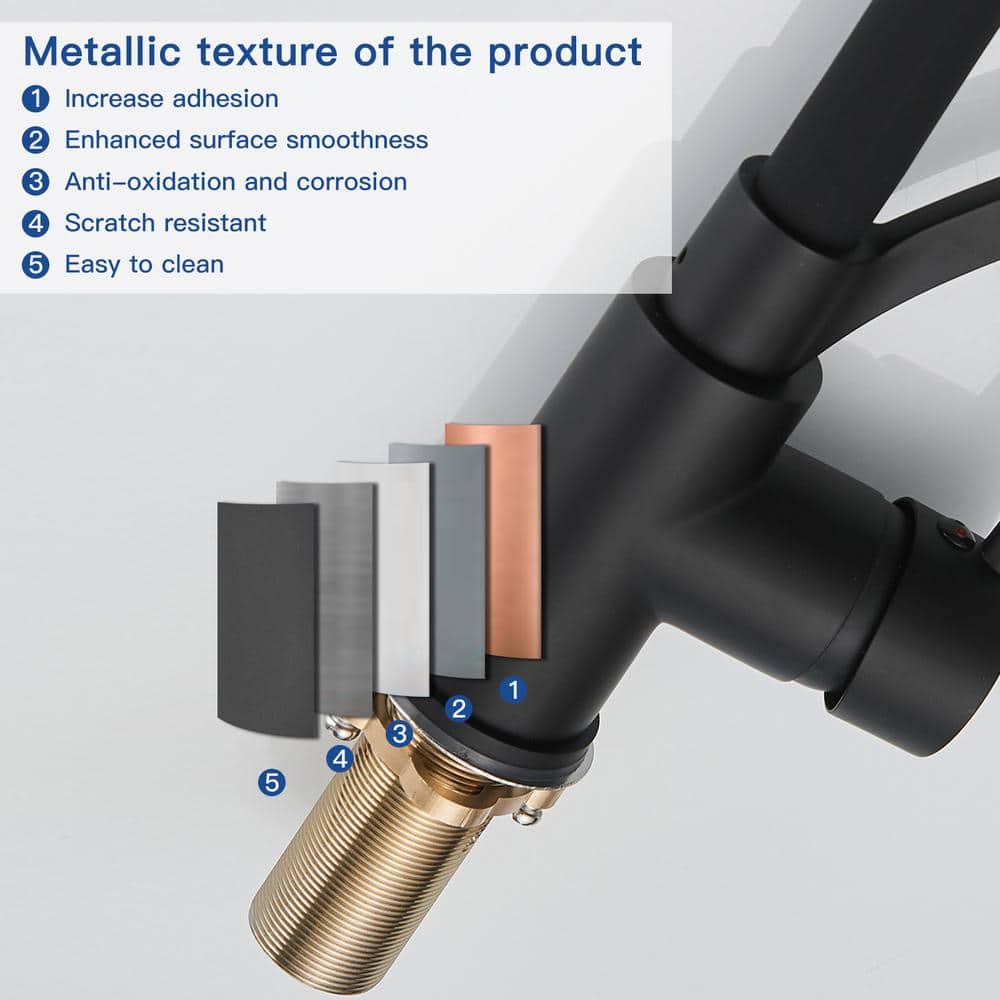 Matte Black Pull-Out Spray Single Handle Kitchen Faucet