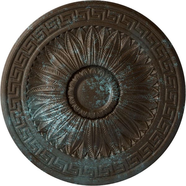 Ekena Millwork 20" x 1-3/8" Randee Urethane Ceiling Medallion (Fits Canopies upto 3-7/8") Bronze Blue Patina