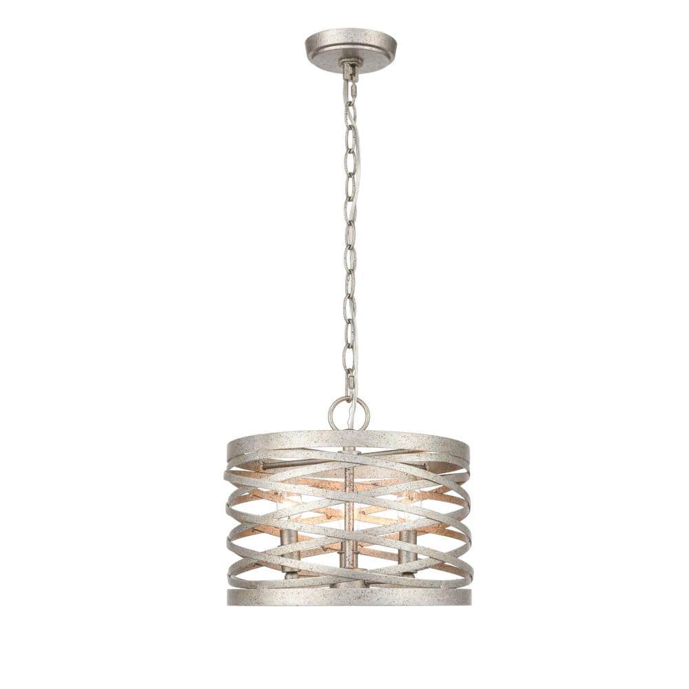 Distressed Antique Nickel Mini Pendant Light with Adjustable Height