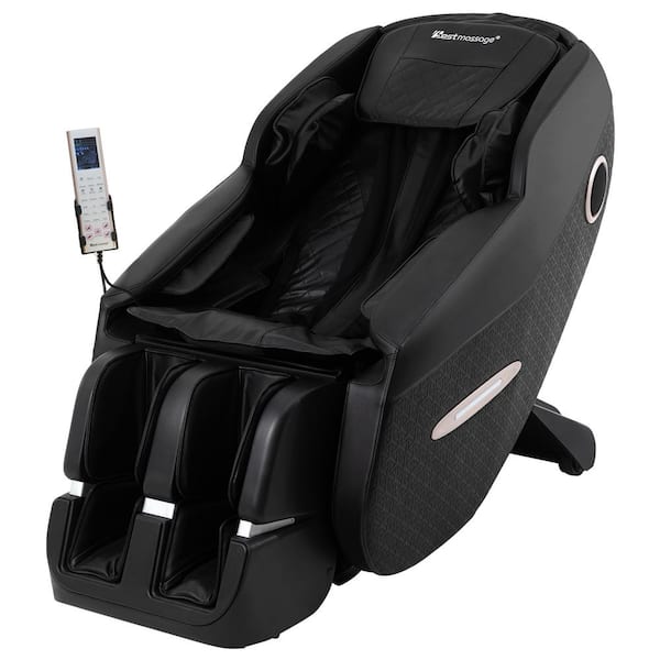 Furniture of America Liora Black Leatherette Massage Chair With SL-Track, Zero Gravity, Bluetooth, Heated