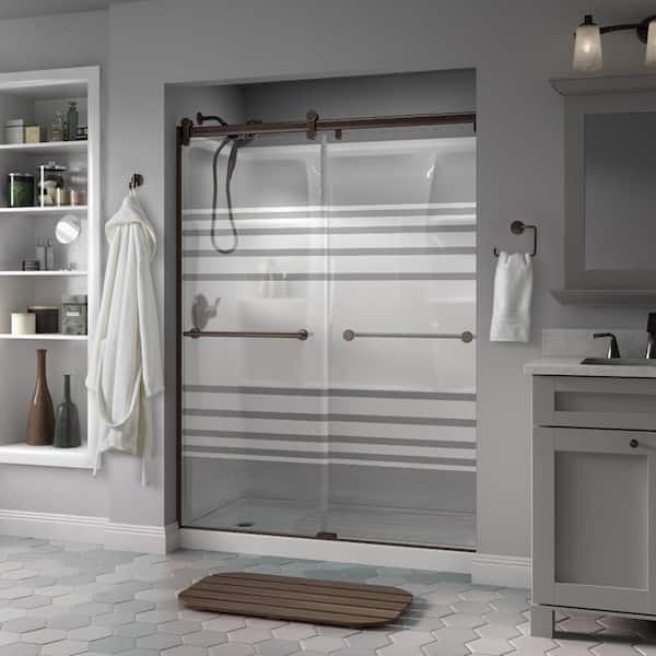 Delta Contemporary 60 in. x 71 in. Frameless Sliding Shower Door in Bronze with 1/4 in. Tempered Transition Glass