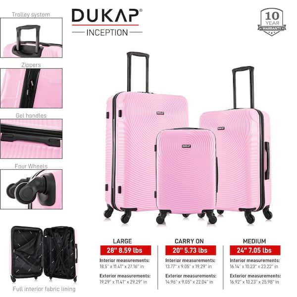 Snel naaimachine kom tot rust InUSA Inception Lightweight Hardside Spinner Pink 3-Piece Luggage set 20  in. x 24 in. x 28 in. DKINCSML-PNK - The Home Depot