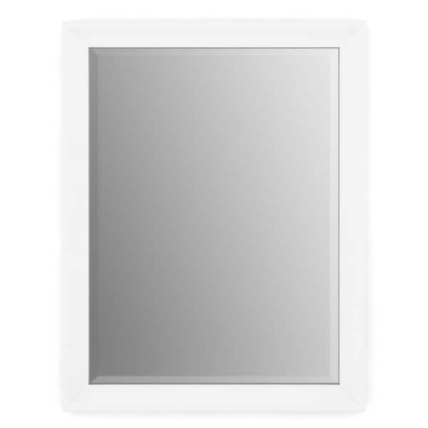 Delta 28 in. W x 36 in. H (M1) Framed Rectangular Deluxe Glass Bathroom Vanity Mirror in Matte White