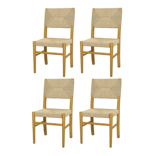 JAYDEN CREATION Palaestina Natural Dining Chair with Solid Wood Legs Set of 4