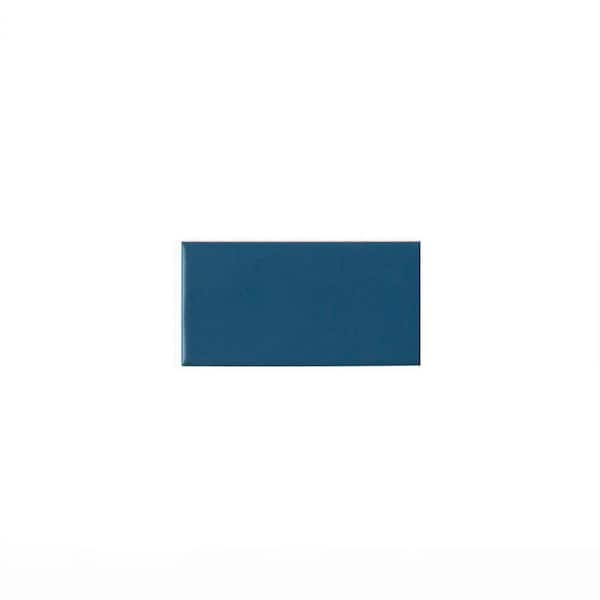 Take Home Tile Sample - Matte Blue 2.5 in. x 5 in. Ceramic Wall Tile Sample
