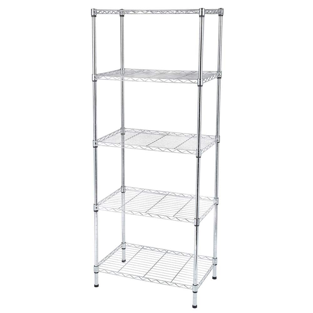 Chrome 5-Tier Metal Freestanding Storage Shelving Unit