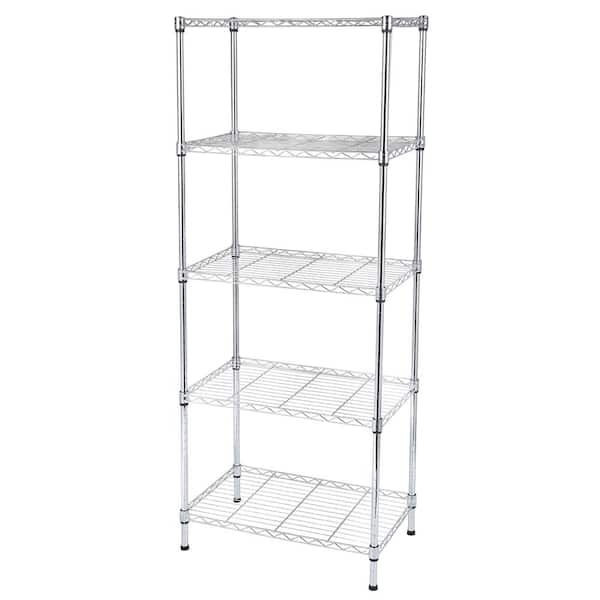 Karl home Chrome 5-Tier Metal Freestanding Garage Storage Shelving Unit (13.78 in. W x 59 in. H x 23.62 in. D)
