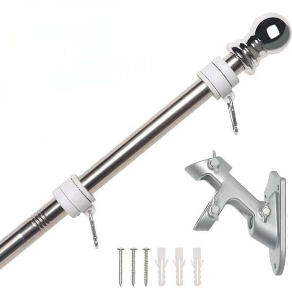 Angel Sar 6 ft. Stainless Steel No Tangle Spinning Flagpole Kit with Bracket, Silver