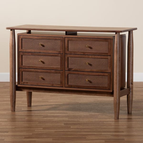 Baxton Studio Alyssa Walnut Brown 6-Drawer 47.2 in. Dresser 252