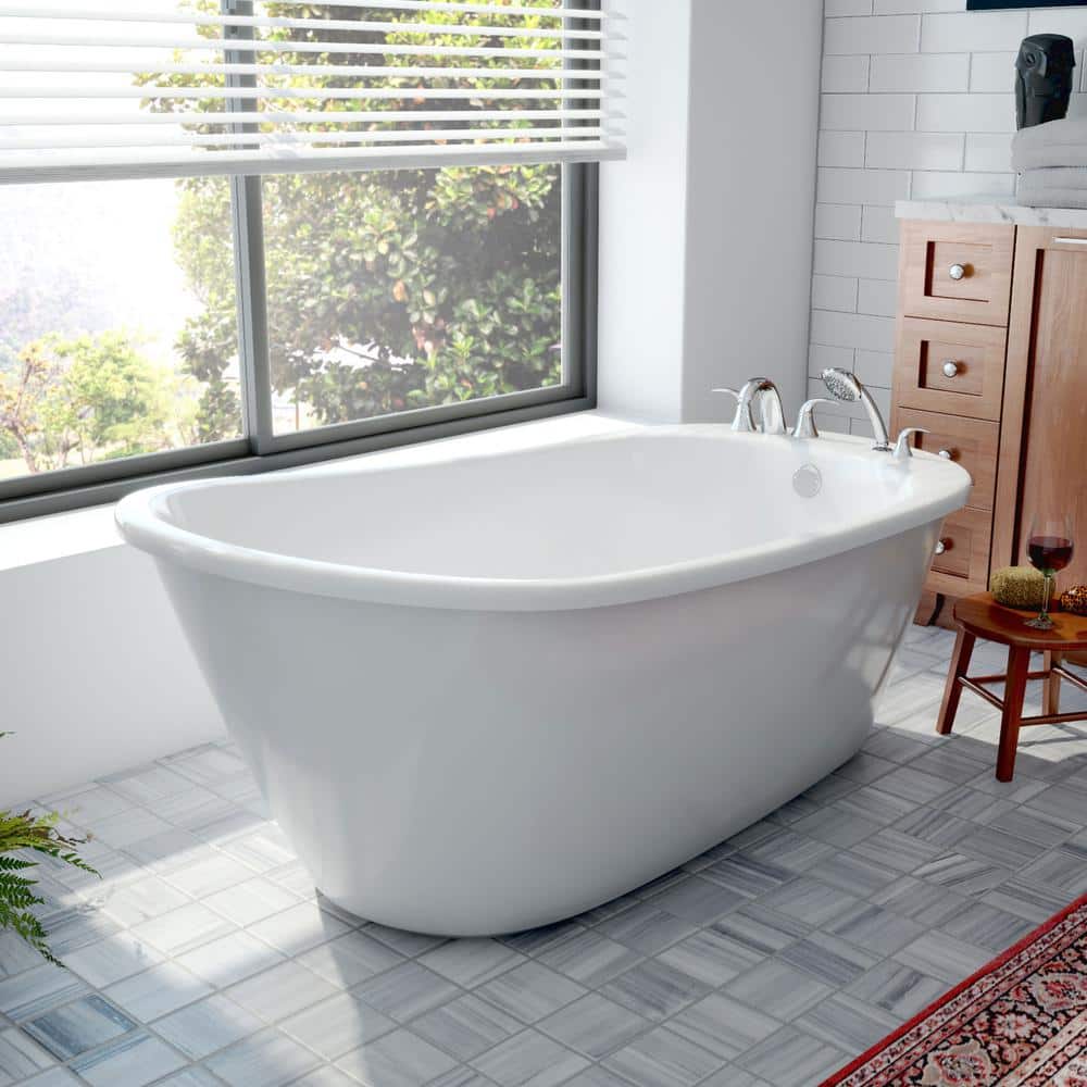 Seneca 60" White Acrylic Freestanding Soaking Tub