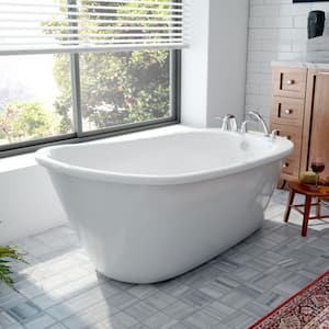 Seneca 60 in. x 32 in. Acrylic Freestanding Flatbottom Soaking Bathtub in White