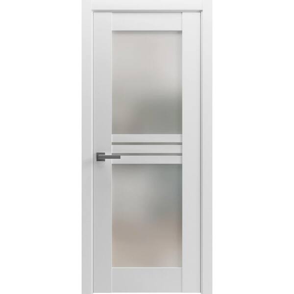Sartodoors 36 in. x 84 in. 1 Panel White Finished Solid Wood Sliding Door with Hardware