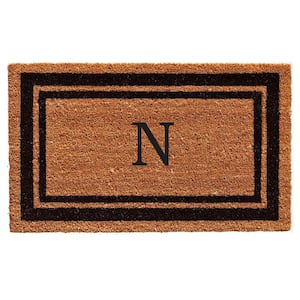 Black Border 30" x 48" Monogram Doormat (Letter N)