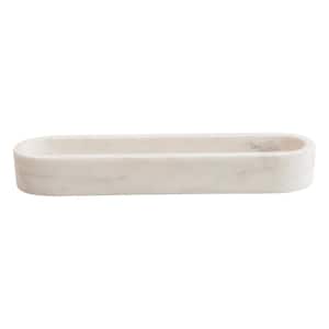 11.5 in. White Marble Oval Chip, Dip Servers
