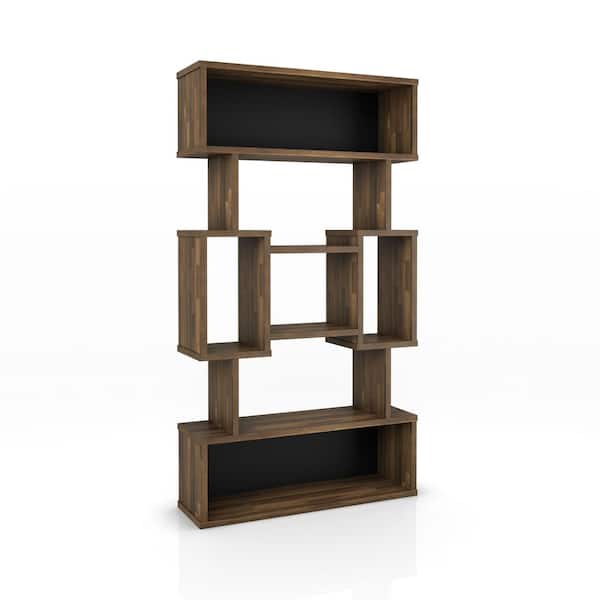 Galenia 70.6 in. Tall Light Hickory 5-Shelf Geometric Bookcase
