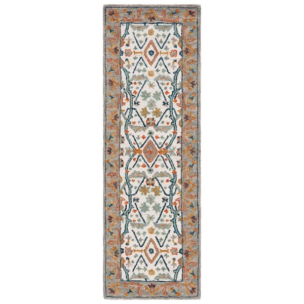 Aspen 2 ft. x 13 ft. Ivory/Blue Persian Runner Rug