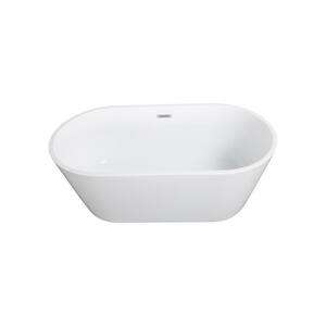 KINWELL 67 in. Acrylic Flatbottom Freestanding Bathtub Non-Whirlpool ...