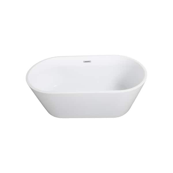 Aoibox Deluxe 67.00 in. x 31.10 in. Soaking Bathtub with Center Drain in White