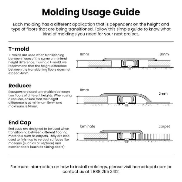 Unbranded - Hampden Cove Hybrid Resilient 0.37 in. T x 1.74 in. W x 72 in. L Waterproof Reducer Molding