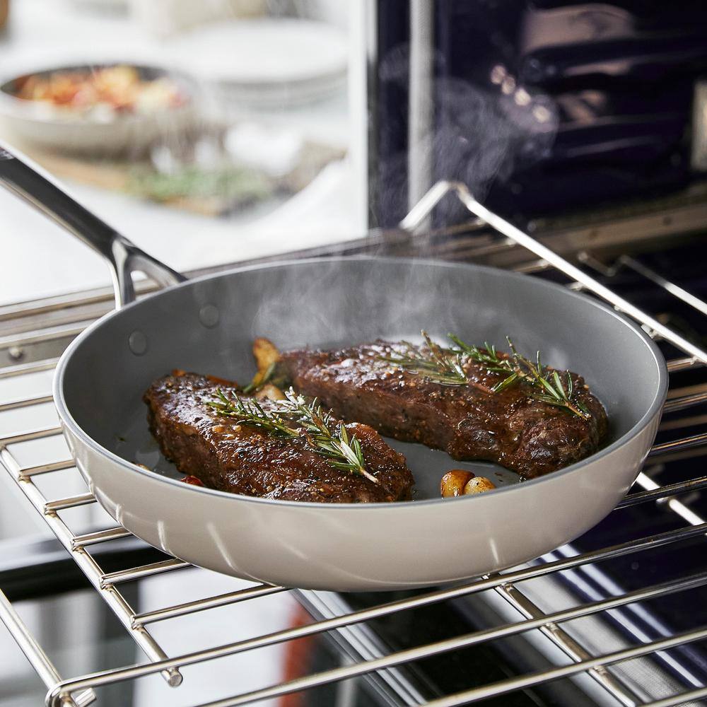 Taupe Ceramic Nonstick 14-Piece Cookware Set with Stainless Steel Handles