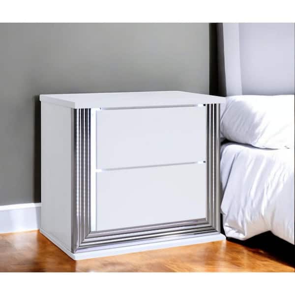 White 2 Drawer 27.17 in. Nightstand