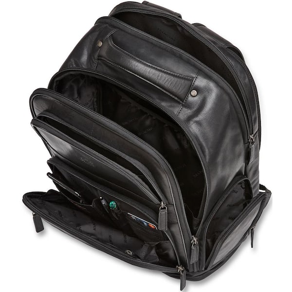 Mancini Buffalo Collection 15.6 in. Black Leather Backpack for Laptop Mancini Buffalo Collection 15.6 in. Black Leather Backpack for Laptop
