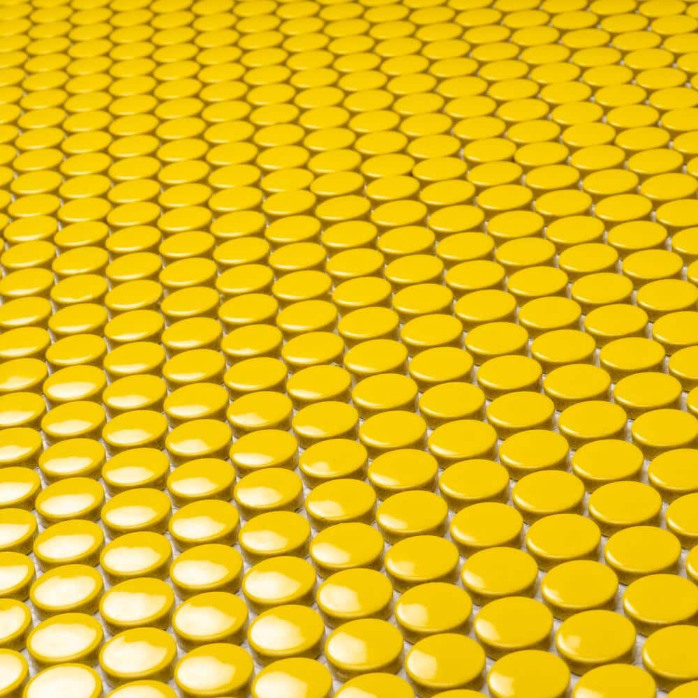 Cirkel 11.46'' Yellow Glossy Porcelain Mosaic Tile Sheet