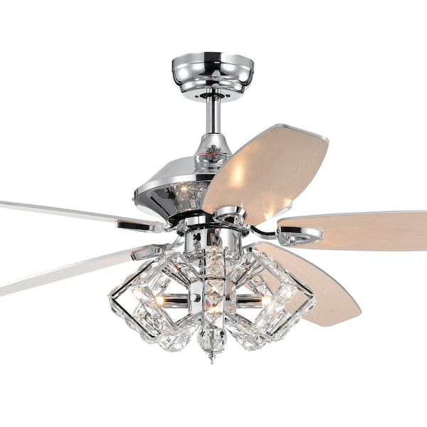 Warehouse of Tiffany Magee 52 in. Indoor Chrome Finish Remote Controlled Ceiling Fan with Light Kit