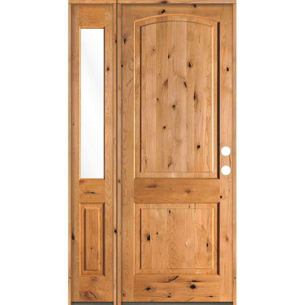 Krosswood Doors 46 in. x 96 in. Knotty Alder 2-Panel Arch-Top Left-Hand ...
