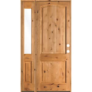 44 in. x 96 in. Knotty Alder Left-Hand/Inswing Clear Glass Clear Stain Wood Prehung Front Door with Left Sidelite