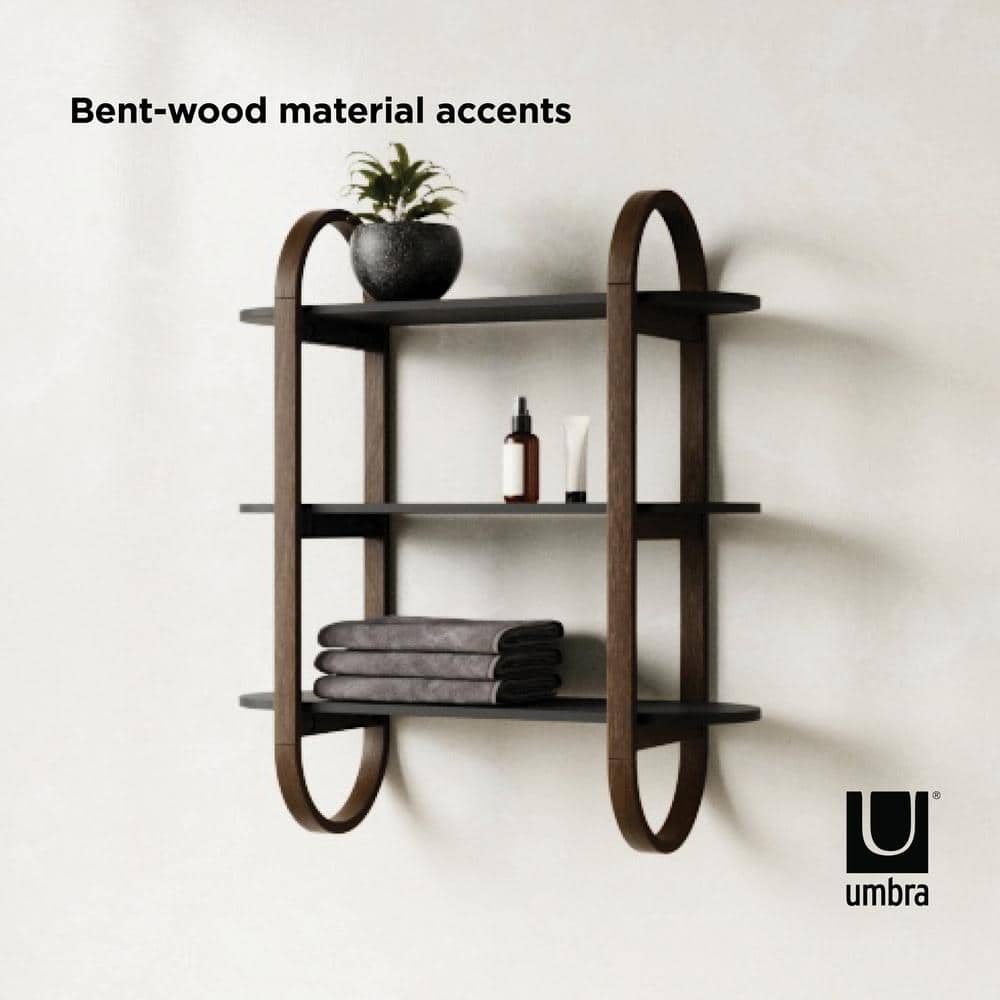 Bellwood Black Walnut 3-Tier Floating Wall Shelf